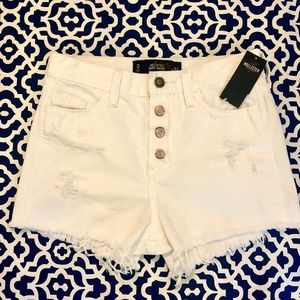 White Hollister Highrise Short-Short